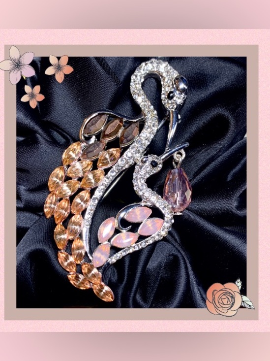 Napier Jewelry - Crystal Stork Brooch w/Crystal Dangle